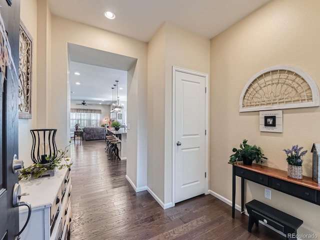 16658 Prospect Ln, Broomfield, CO 80023 - hallway featuring dark wood-style flooring and recessed lighting