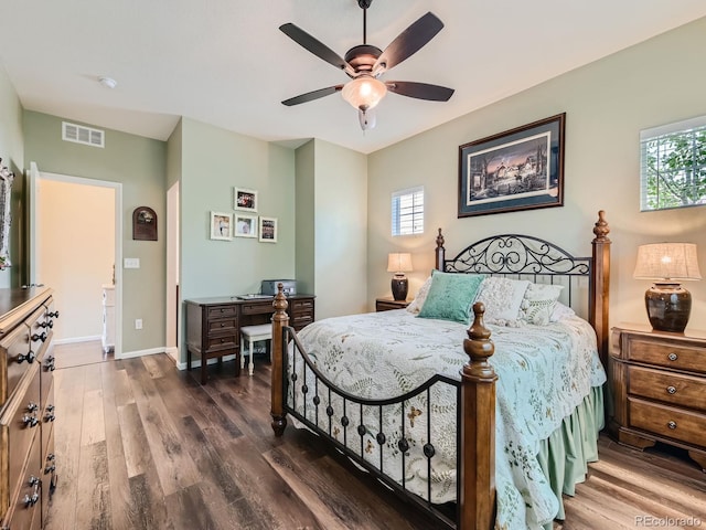 16658 Prospect Ln, Broomfield, CO 80023 - bedroom featuring dark wood-type flooring and ceiling fan