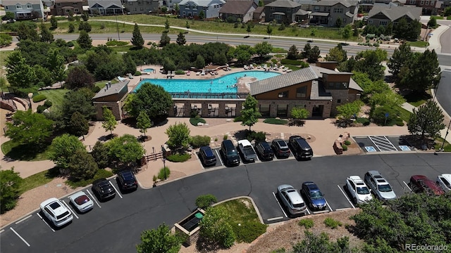 4391 Mcmurdo Ct, Castle Rock, CO 80108 - aerial perspective of suburban area with a pool