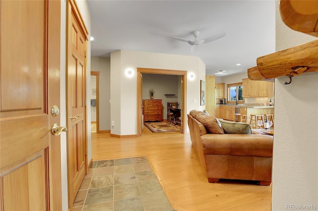 147 Forest Trl Unit 3, Winter Park, CO 80482 - living room featuring a ceiling fan, light wood finished floors, and recessed lighting