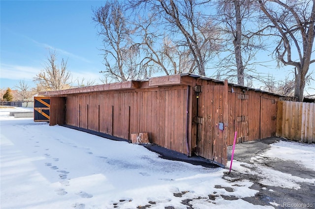 view of snow covered exterior