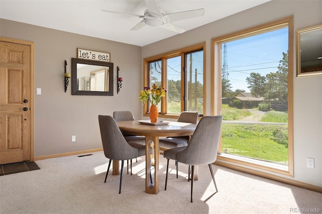 713 Aspen Rd, Golden, CO 80401 - dining area featuring carpet flooring and ceiling fan