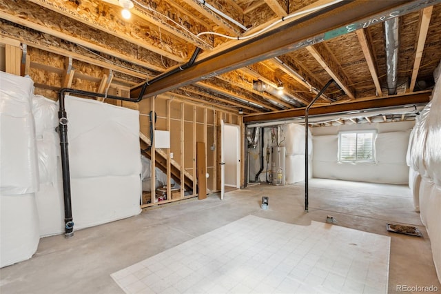 basement with water heater
