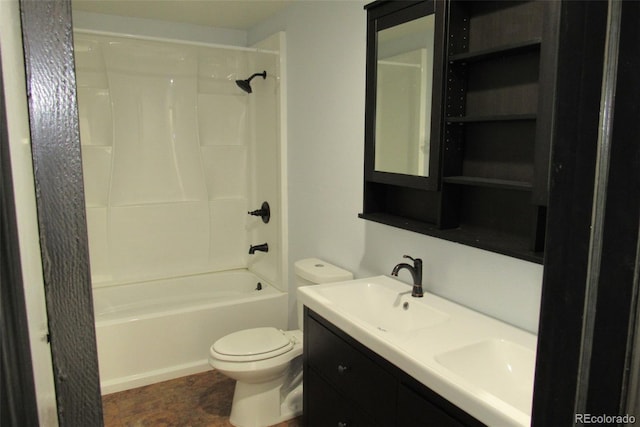 12381 E Vassar Dr, Aurora, CO 80014 - bathroom featuring toilet, bathtub / shower combination, and double vanity