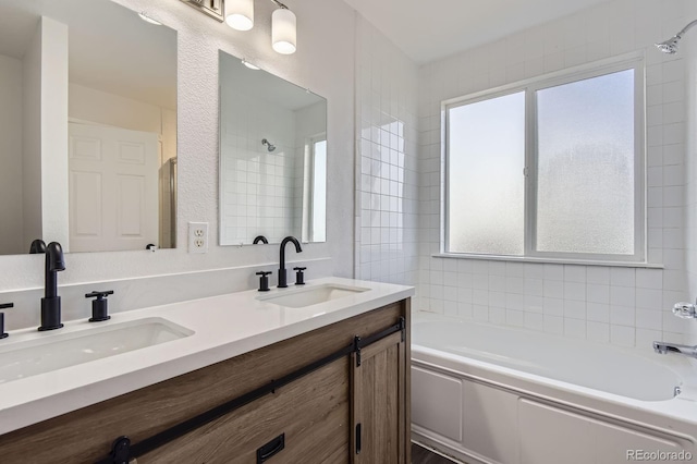 19033 E 22nd Cir, Aurora, CO 80011 - bathroom with a garden tub, plenty of natural light, and double vanity