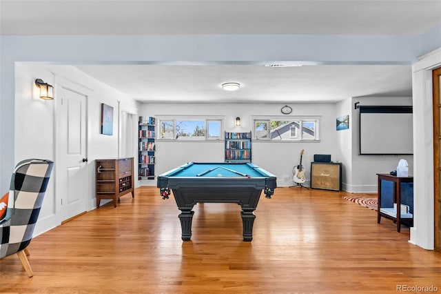 4321 Winona Ct, Denver, CO 80212 - rec room with light wood-style flooring, billiards table, and baseboards