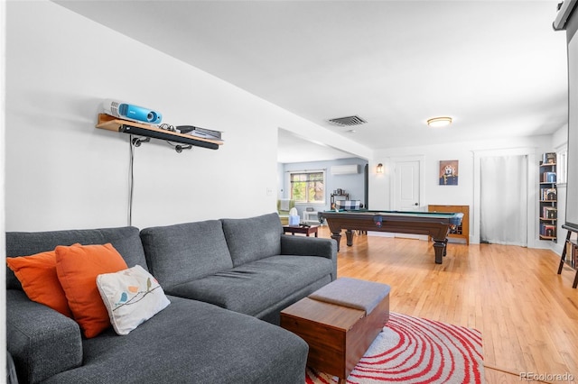 4321 Winona Ct, Denver, CO 80212 - playroom featuring billiards table, light wood-style flooring, and a wall mounted AC