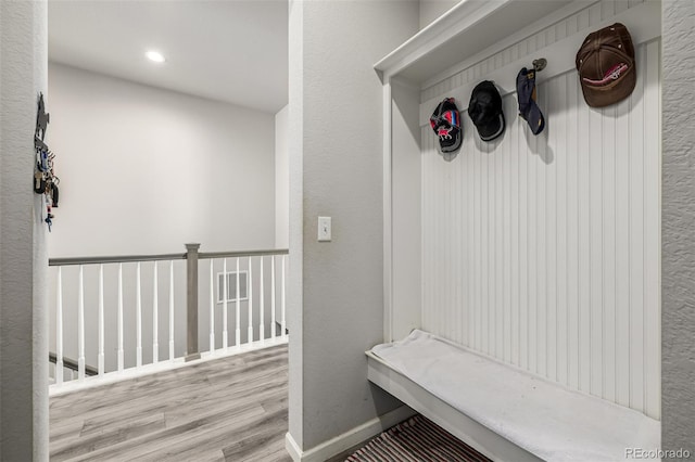 mudroom featuring light hardwood / wood-style floors