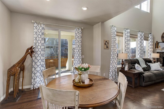 dining room with baseboards and hardwood / wood-style floors