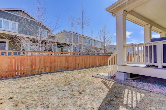 view of yard featuring fence