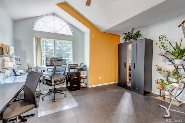 4013 S Carson St Unit C, Aurora, CO 80014 - office area featuring vaulted ceiling and baseboards