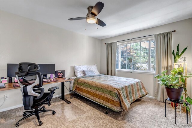4013 S Carson St Unit C, Aurora, CO 80014 - bedroom featuring a desk, carpet floors, baseboards, and ceiling fan