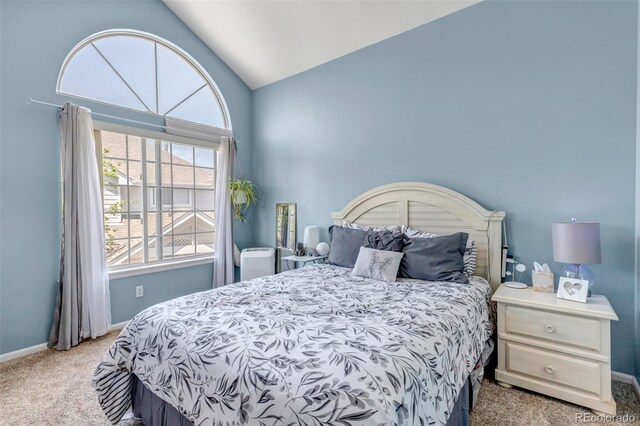 4013 S Carson St Unit C, Aurora, CO 80014 - carpeted bedroom with lofted ceiling and baseboards