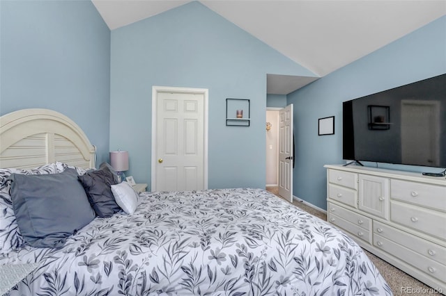 4013 S Carson St Unit C, Aurora, CO 80014 - carpeted bedroom featuring baseboards and high vaulted ceiling