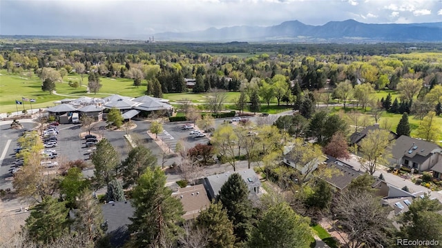 bird's eye view with a mountain view