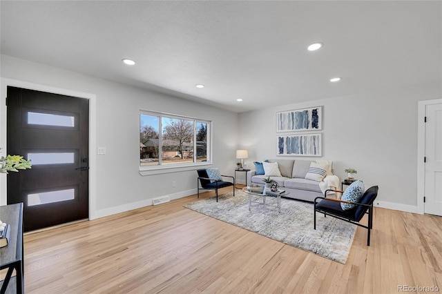 living room with light wood-type flooring