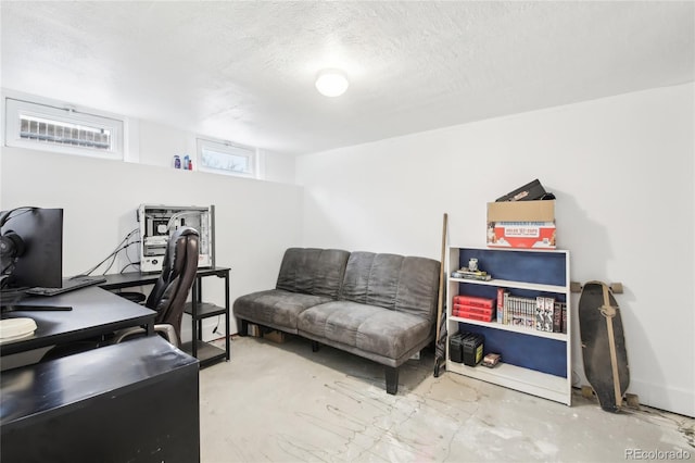 office with a textured ceiling