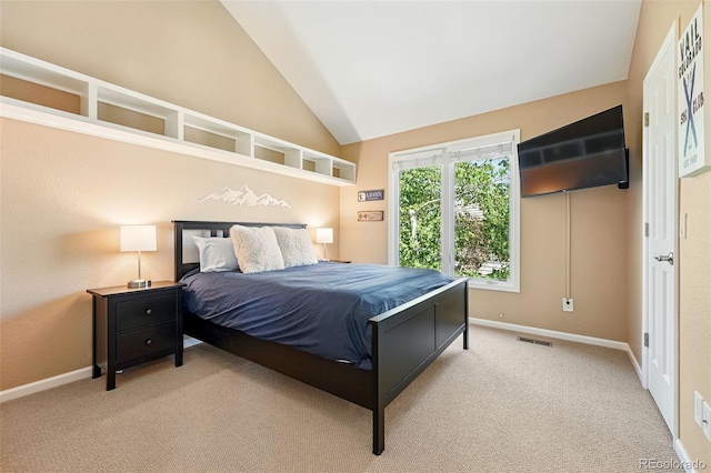 9556 Kemper Dr, Lone Tree, CO 80124 - carpeted bedroom featuring vaulted ceiling and baseboards