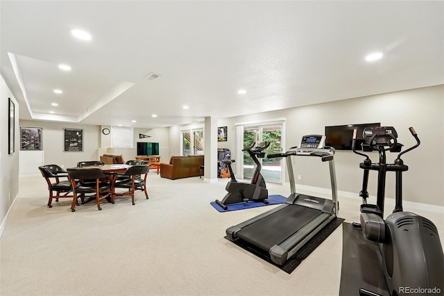 9556 Kemper Dr, Lone Tree, CO 80124 - exercise area featuring carpet floors and recessed lighting