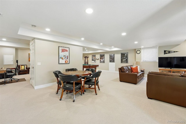 9556 Kemper Dr, Lone Tree, CO 80124 - carpeted dining room featuring recessed lighting and a raised ceiling