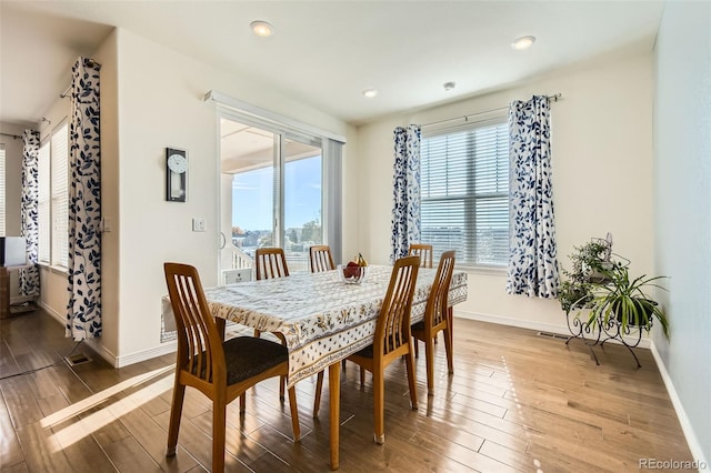 dining room featuring light hardwood / wood-style floors and a healthy amount of sunlight