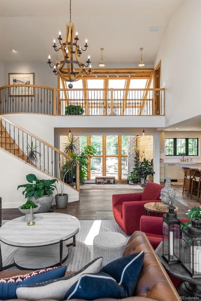 192 Nova Dr, Pine, CO 80470 - community lobby featuring a high ceiling and stairs
