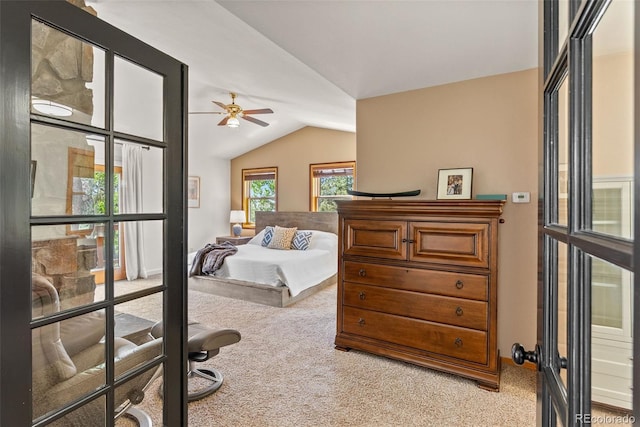 192 Nova Dr, Pine, CO 80470 - carpeted bedroom featuring vaulted ceiling and french doors