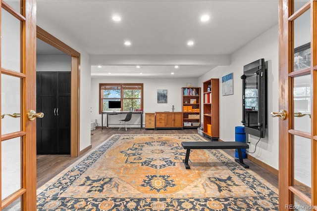 192 Nova Dr, Pine, CO 80470 - office area featuring wood finished floors and recessed lighting