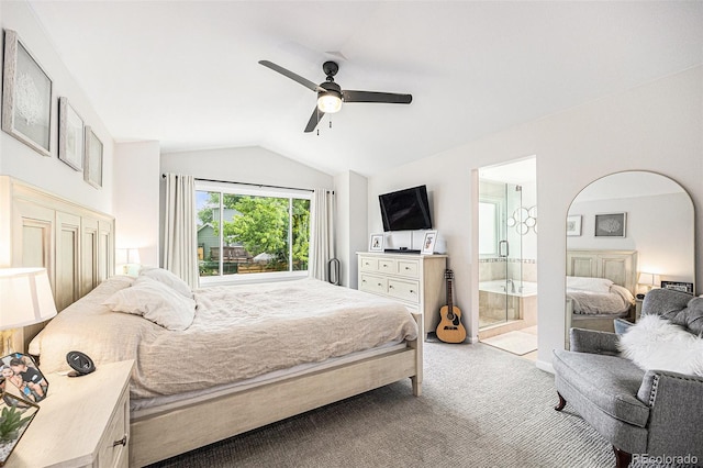 5265 S Cathay Way, Centennial, CO 80015 - bedroom featuring lofted ceiling, carpet floors, ensuite bathroom, and ceiling fan
