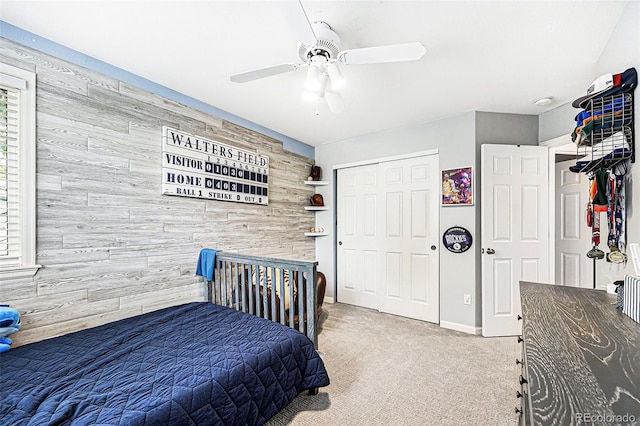 5265 S Cathay Way, Centennial, CO 80015 - carpeted bedroom with a ceiling fan and an accent wall