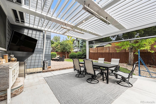 5265 S Cathay Way, Centennial, CO 80015 - fenced backyard with outdoor dining area, a patio area, and a pergola