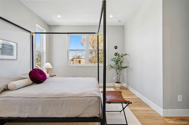 4127 Tejon St, Denver, CO 80211 - bedroom featuring light wood-type flooring, baseboards, and recessed lighting