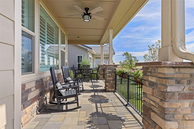 view of patio with ceiling fan