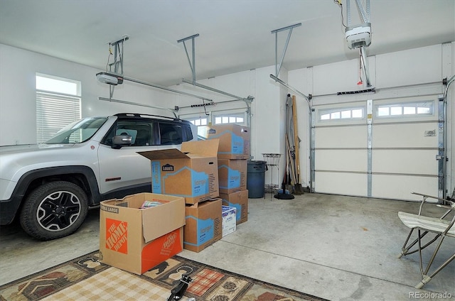 garage with a garage door opener