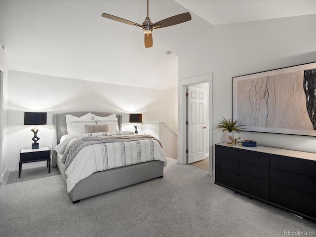 345 Fillmore Unit 407, Denver, CO 80206 - bedroom with carpet floors, vaulted ceiling, and ceiling fan