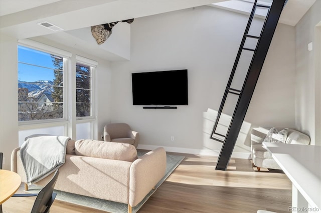 living room featuring hardwood / wood-style flooring
