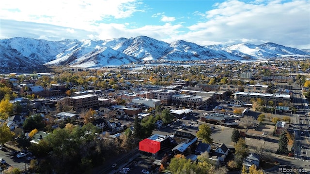 bird's eye view with a mountain view