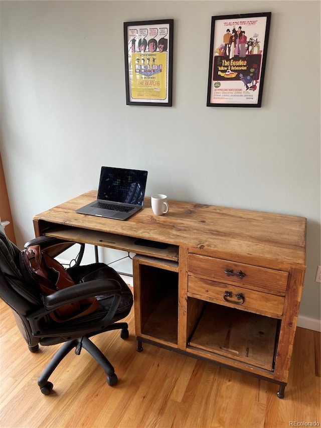 home office featuring light wood-type flooring