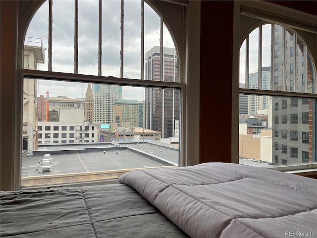 bedroom with multiple windows