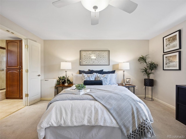 6490 S Pontiac Ct, Centennial, CO 80111 - bedroom with baseboards, ceiling fan, and light colored carpet