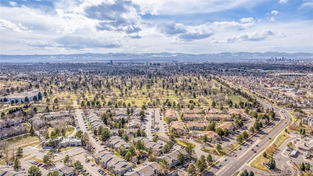 drone / aerial view with a mountain view