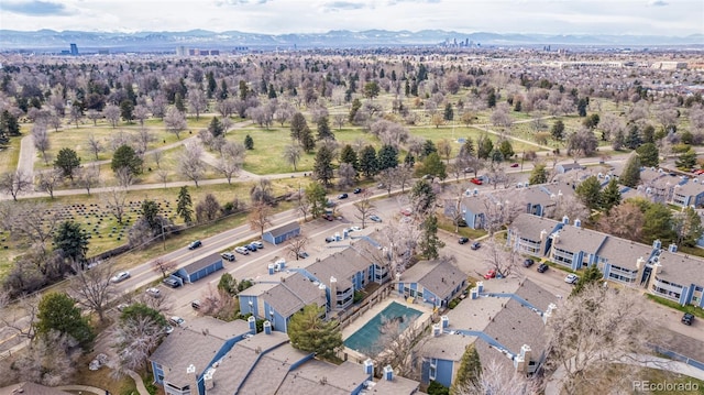 aerial view featuring a mountain view