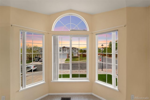 3371 Bexley Dr, Colorado Springs, CO 80922 - unfurnished dining area with baseboards and carpet flooring