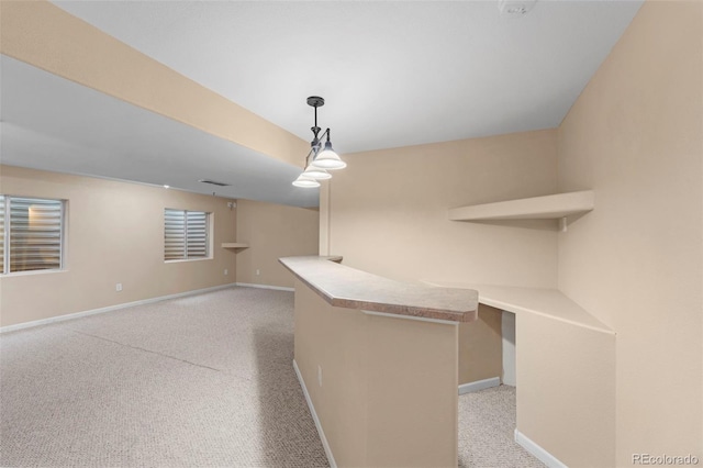 3371 Bexley Dr, Colorado Springs, CO 80922 - indoor dry bar featuring baseboards, decorative light fixtures, and light colored carpet