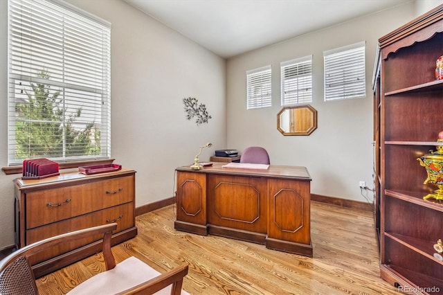 office area featuring light hardwood / wood-style floors and a wealth of natural light