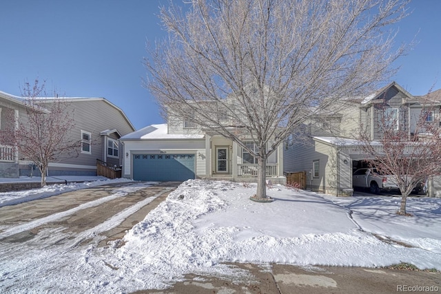 view of front of property with a garage