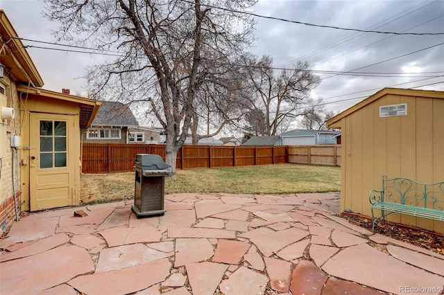 view of patio with a grill