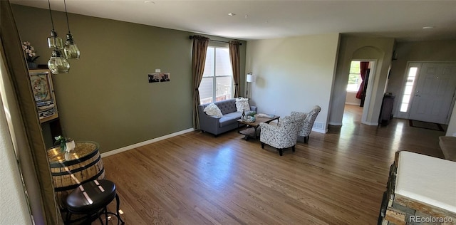 5049 Heatherglen Dr, Highlands Ranch, CO 80130 - living area with wood finished floors and baseboards