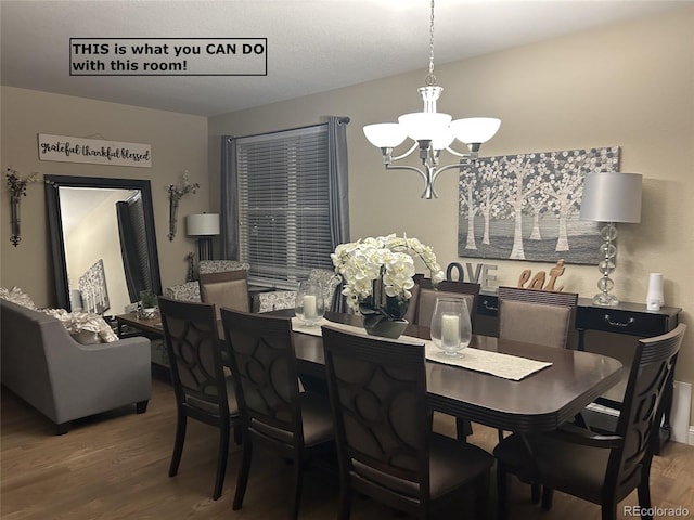 5049 Heatherglen Dr, Highlands Ranch, CO 80130 - dining space with a chandelier and wood finished floors