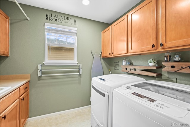 5049 Heatherglen Dr, Highlands Ranch, CO 80130 - washroom featuring separate washer and dryer, cabinet space, and baseboards